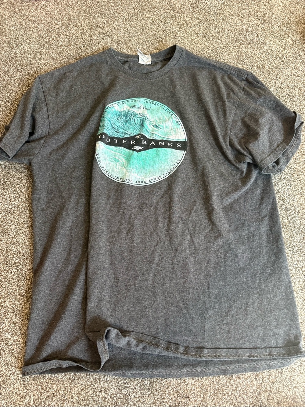 Men's Gray Graphic Tee with Teal Print
